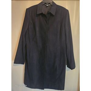 029  Sport Collection long black soft faux suade women's dress business coat